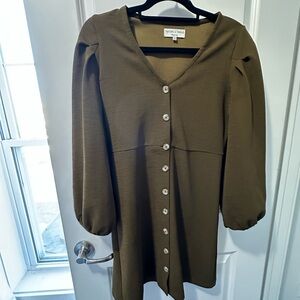 Thread & Texture/Madewell Olive Green Button-Down Dress